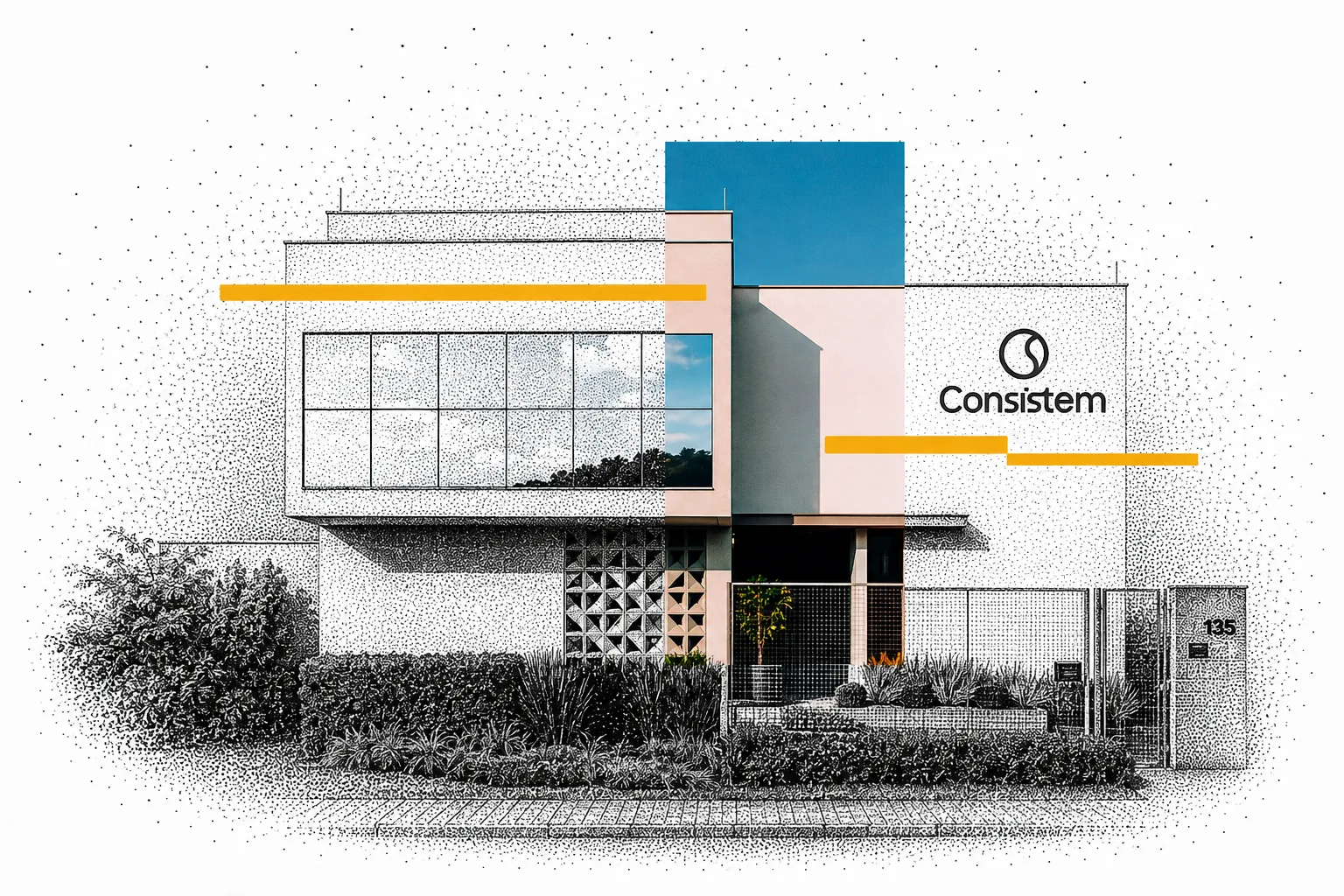 Ilustração da nova fachada da Consistem, marcando os 40 anos da empresa